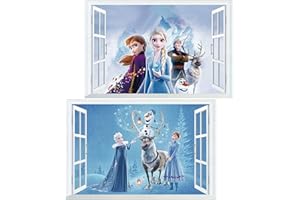 KIBI STORE Kibi 2PCS Frozen Disney Stickers Muraux Reine des Neiges Salon Amovible Stickers Mural Elsa, Chambre Bebe Autocollants Frozen, Stickers Muraux Chambre Enfant Fille Princesse