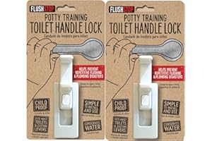 MELARQT FlushStop Childproof Toilet Handle Lock (2-Pack White Button)