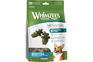 WHIMZEES Crocodiles S, 24 Pièces – Taille S, Friandises pour Chiens de Petite Taille, Naturelles & sans Céréale, Végétariennes, sans Sucre Ajouté