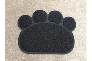 SIXYEAR Opul PAW PVC Placemat Waterproof Dog Cat Food Mat Non Slip Dog Puppy Pet Cat Dish Bowl Food Water Mat Wipe Clean FDA Grade (Black)