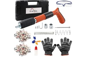 ‎KRAFTLINE Kraftline Nagelpistole Druckluft– Leistungsstarkes Bolzenschussgerät mit 3 Gängen, 100 Nägeln, Schutzbrille und Handschuhen –Nagler, Nail Gun, Betonnagler für Beton, Holz und Metall – (Orange)