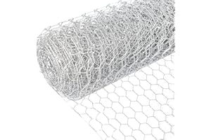 LAOJU Grillage de Poule, Fil Hexagonal Galvanisé Grillage Poulailler Maille Hexagonal avec Trou de 25 mm Triple TorsionJardin Grillage Jardin Clôture pour Élevage Volaille Voliere, 40 x 400 CM