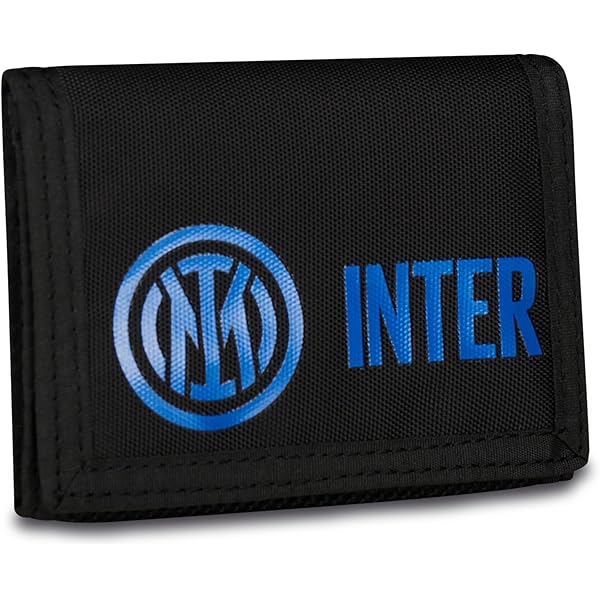 Seven Inter Portafoglio Con Pratica Chiusura Con Elastico, Nero e Blu, Scomparti Per Tessere, Contanti e Monete, Accessori Inter, Per Ragazzo e Ragazza