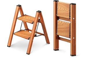 GameGem Escabeau 2 Marches, Tabouret Pliable à Pédale Large Anti-Dérapante en Aluminium Léger mais Robuste, Capacité 150 kg, Design Moderne Mignon pour Espaces Domestiques Intérieurs
