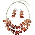 Bocar 2 Layer Statement Choker Shell Necklace and Earring Set for Women Gift（NK-10248）