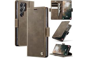 Cracedily Handyhülle für Samsung Galaxy S25 Ultra Hülle Premium PU Leder Klappbar Stoßfeste Tasche Flip Case [RFID Blocker] Magnet Kartenfach Standfunktion Klapphülle Schutzhülle für S25 Ultra, Kaffee