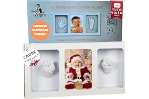 LA PETITE LOUTRE Kit Empreinte Main Pied Bébé - Cadre Photo Inclus - Coffret Naissance Personnalisé - Cadeau Original Baby Shower, Baptême - Plâtre pour Moulage Non Toxique - Souvenir Fille Garçon - Idée Futur Parent