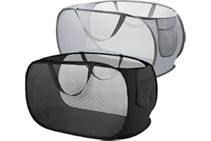 XIAOWANWAN 2 Pezzi Cesto Portabiancheria Pieghevole,Cesto Biancheria Sporca Salvaspazio,75L Cesta Porta Biancheria Pieghevole per Bagno,Viaggio,Camera dei Bambini (Nero + Grigio)
