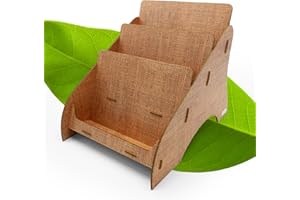 ‎STABLECO stableco 1x ökologischer Prospektständer DIN A5 horizontal mit 3 Fach stabiler Flyerständer im natural Design No Plastic! Just Paper! nachhaltiger Prospekthalter, Postkartenständer schnell aufzubauen