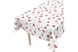 ‎ANRO Tischdecke abwaschbar Weihnachten Wachstuchtischdecke 100 x 140cm Schnittkante Silvester Wachstuch