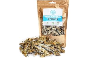 Pets Purest Sprats Friandises pour Chiens & Chats - Nourriture Naturelle à Base de Poisson Séché à l'Air pour Chiens Adultes & Seniors, Chiots, Chatons. Hypoallergénique pour Animaux de Compagnie