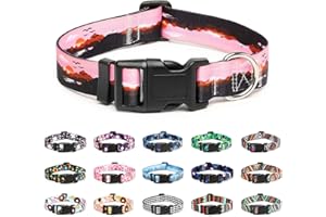 Mercano Collier pour Chien, Collier Classique en Nylon Réglable, Fleur, Océan, Forêt, Tribal Design, Tournesol, Flora, Léopard, pour Petits, Moyens et Grands Chiens (M, Coucher de Soleil)