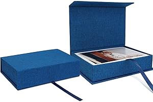 Vienrose Photo Storage Box 4x6, Fotoaufbewahrungsbox 10x15 cm, Foto Organizer aus Leinen, Aufbewahrungs- und Erinnerungsbox für Fotos, Bilder, Postkarten, Geschenkbox für Andenken, Keepsakes Marine