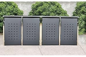 CHAMPIONBOX Caches-poubelles pour 4 bacs en Acier Inoxydable avec tôles en DB 703 et Toit Pliant (Cache-Poubelle)