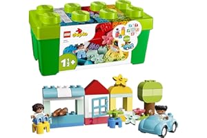 LEGO DUPLO Steinebox - Montessori Spielzeug für Jungen & Mädchen ab 1 Jahr - Lernspielzeug mit Zahlensteinen, 1 Auto, 2 Minifiguren & Aufbewahrung - Geschenk zu Weihnachten für Kleinkinder - 10913