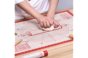 KitchenRaku Tapete de Silicona Extra Grande 71 x 51cm, Tapete de Silicona Antiadherente con Medida, Tapete para Masa, Tapete para Horno, Tapete para Extender Masa de Pastelería Fondant, Rojo