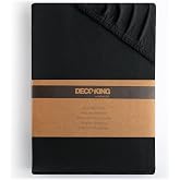 DecoKing Fitted Sheet 80x200-90x200 cm 100% Combed Cotton Jersey Soft Sheet 80x200 cm - 90x200 cm Black Amber