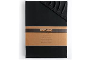 ‎DECOKING DecoKing Prześcieradło z gumką 160x200-180x200 cm 100% Bawełna Czesana Jersey miękki w dotyku 160x200cm - 180x200cm Czarne Amber