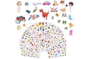 Vicloon Adesivi 3D per bambini piccoli, 38 fogli di varietà di adesivi gonfi, oltre 1000 adesivi per bambini per feste, regali gratificanti, scrapbooking, tra cui animali, dinosauri, Babbo Natale