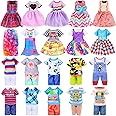 ENOCHT Joyfun 7 Pcs 6 Inch Girl Doll Clothes 3 Pieces Dress, 2 Pieces Outfits and 2 pcs Shoes for 11.5 Inch Girl's Sister 4" Doll