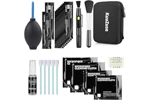 Kit de Limpieza Profesional de cámaras DSLR de KuuZuse con hisopos de Limpieza APS-C, paños de Microfibra, Pluma de Limpieza de Lentes, para Lentes ópticas y cámaras Digitales SLR
