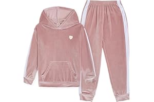 JiAmy Girls Tracksuit Velvet 2 Pieces Outfits Kids Long Sleeve Sweatshirt and Sweatpants Activewear Casual Set Sweatsuit