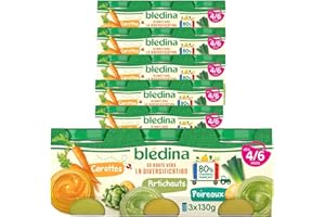 BLÉDINA BLEDINA - Petits Pots pour bébé - Carottes, Artichauts, Poireaux - 80% d'ingrédients Français - De 4 à 6 mois - 18 pots x 130g