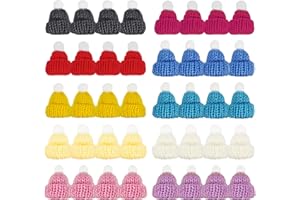 XoeLLe 40 Pcs Mini Knitting Hats, Mini Christmas Hats, Toy Decorative Hats, Colorful Knitted Hat set, Cute Doll Hat, Multicolor, for Craft Art Projects and Decoration Jewelry Making DIY
