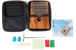 GEWA Kalimba piano de pulgar caoba, motivo escarabajo, 17 cañas de acero, afinable, incl. borsa, martillo de afinar, manual