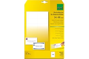 SIGEL LP898 PC-tarjetas para identificadores portanombre, 54x90 mm (A4), 185 g, 100 unds.=10 hojas