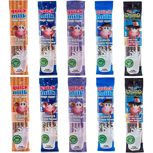 Lot 3 Pailles Magiques Aromatisées Chocolat, Vanille, Fraise - Parfume Ton Lait En Buquant - 60g Chacune