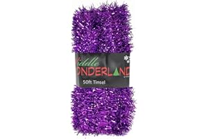 Widdle Gifts 50ft x 3cm Purple Tinsel Extra Long 15 Metre Christmas Decoration, Crafting, Christmas Trees and party Decorations (Purple)