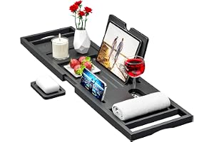 Premium badkarsbricka caddie – expanderbar badbricka – justerbar badrumsbricka för badkar – lyxigt badcaddie badkar – unika h