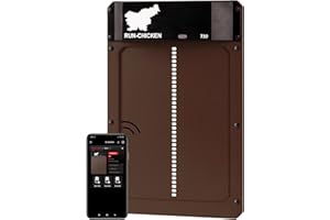 RUN-CHICKEN Porta automatica per pollaio (Marrone), programmabile con app, funzionamento a batteria, ritardo serale e mattutino, porta alluminio, porta galline automatica, modello T50