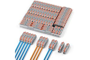 NEUTYPECHIC 60 Pièces Connecteur Electrique Rapide avec Levier, 0.08-4 mm² Dominos Electriques PA, PC Ignifuge, 1-Fil 2-Entrées Librement Combiné, Connecteurs de Fils Electriques pour Usine, Chantier