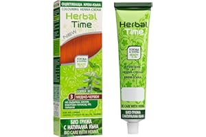 Herbal Time Henna Natural Colorante en Crema Color Rojo Cobrizo Nº 3 | Cubre Canas | Crema Tinte Coloración Temporal del Pelo | Sin Amónico, Sin Sulfatos y Sin Parabenos | 75ml