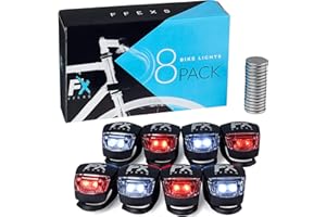 FX FFEXS Bike Lights Front and Back - Bike Lights Set (Batteries + Extra Sets of Batteries Included) - Bright Bicycle Lights Front Rear with Waterproof Silicone Housing