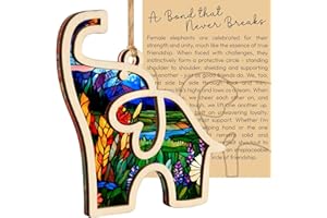 QYLAZUNE Friendship Gifts for Women, Friendship Elephant Festival Ornament With Story Card, for Colleagues Easter Ornaments Keepsake Gift for Birthday Office Bedroom Accessories Decoration