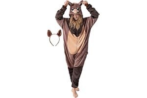 corimori Flauschige Erwachsenen Tier-Kostüme mit Reißverschluss und Haarband (150-190cm Körpergröße)