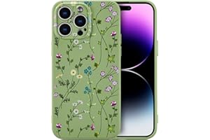 RALEAVO Etui na telefon komórkowy iPhone 14 Pro, wysokiej jakości płynny silikon, odporne na uderzenia etui ochronne z uroczymi kwiatowymi wzorami, ultra cienkie, z matową mikrofibry, do iPhone 14