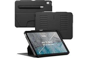 ZUGU CASE iPad Air 11 (M3 2025 / M2 2024) iPad Air 5/4 Generacji (2022/2020) 10.9 Cala Etui Ochronny Ładowanie Apple Pencil 8-Magnetycznie Kątom Stojak & Automatyczne Usypianie/Budzenie [ Czarny ]