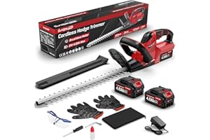 SundpeyPRO Akku Heckenschere 21V - Bürstenlos Elektrische Heckenschere mit 2 x 4,0Ah Akkus und Ladegerät, 52cm Schnittlänge, 15,5mm Zahnabstand, 600W Heckenschneider für Garten, Sträucher, Hohe Hecken