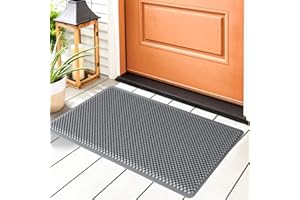 Fowooyeen Paillasson Extérieur, Silicone Tapis de Porte Anti-salissures, Résistant, Lavable & Antidérapant, pour Entrée Chambre Cuisine - 43 x 76 cm, Gris