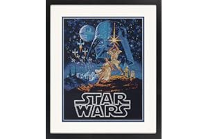 Dimensions Star Wars Luke Skywalker y Princess Leia Kit de punto de cruz negro 14 unidades Aida, 11 x 14 pulgadas,