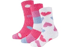 The Essentials Wardrobe Girls 3 Pack Cosy Lounge Socks Thermal Insulation Anti-Slip Elastane Stretch Kids Socks Super Soft & Fluffy for Warmth and Comfort Ideal for Winter