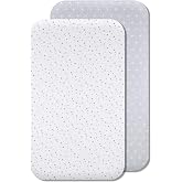 2 x Baby Fitted Sheets - 100% Cotton Soft & Breathable - Set 2X - Compatible with Chicco & Kinderkraft Grey Stars 50 x 83 cm
