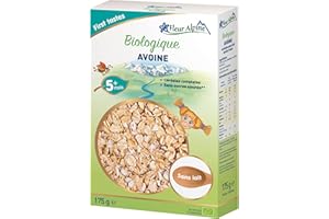 FLEUR ALPINE Céréales Bébé Avoine Bio - Délicieux Bouillie pour des Petits Déjeuners Délicieusement Crémeux | Céréales Nutritives et Faciles à Préparer 5 Mois et Plus sans Sucres Ajoutés | 7 Portions