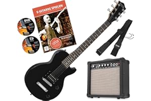 Rocktile L-50B Junior 3/4 Mensur SET (Guitare électrique pour enfants de 6 à 12 ans, amplificateur, sangle, câble) noir