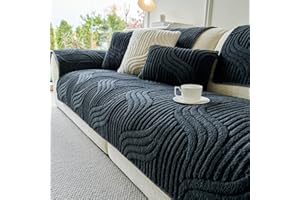 tianxinbaobei Non Slip Sofa Covers Washable and Durable, Waterproof Sofa Cover 5 Seater, Faux Fur Plush Couch Cover for Dogs, Pets(Dark Gray/36"x94"/5-Seater Sofa Cover)