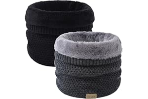 HYUET Cache-Cou Hiver Écharpe Circulaire Tricotée Tour de Cou Col Épaisse Cache Cou Doublée de Tube Écharpe en Polaire Thermique Doux Hommes Femmes Hiver pour le Ski Moto Vélo